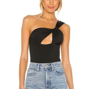 Jimena One Shoulder Bodysuit in Black